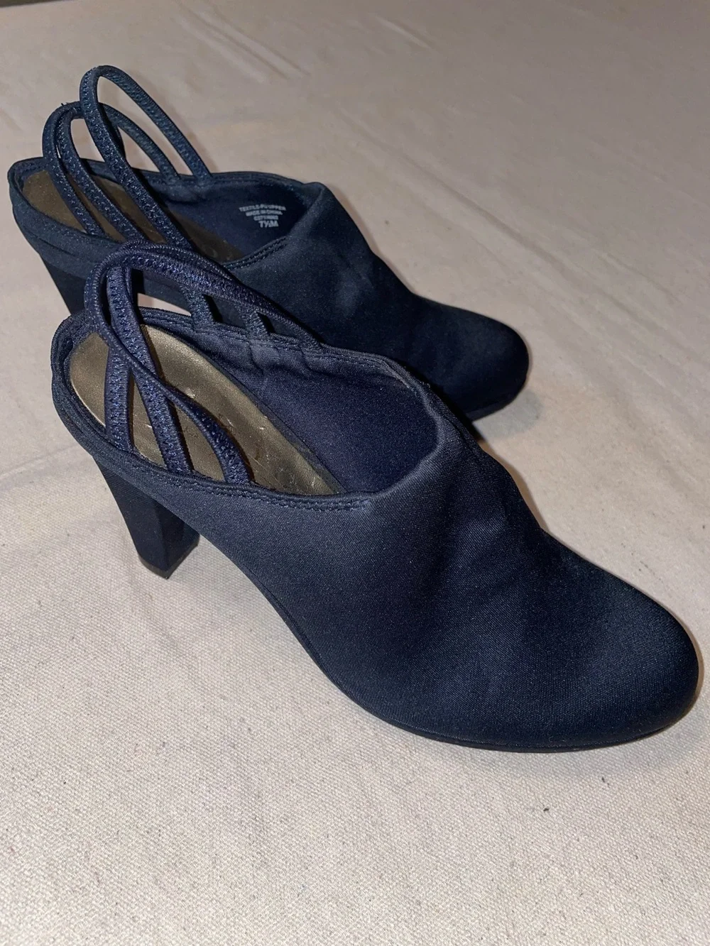 New York Transit Classic Navy Slingback Ankle Closed Toe Heeled Shoes